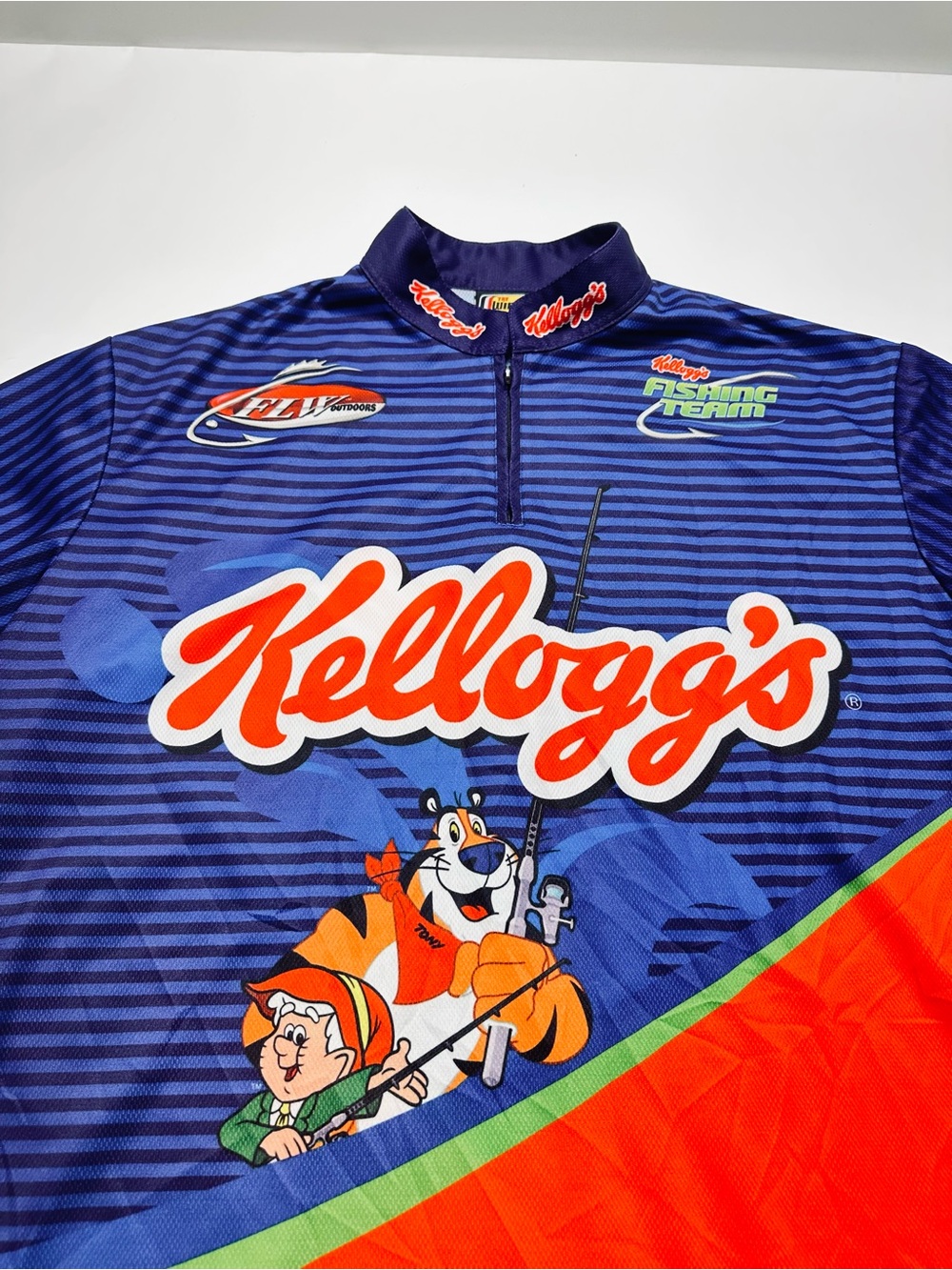 Y2K Kellogg’s Fishing Team Tournament Jersey Shirt XL Quarter Zip Performance - Picture 4 of 13